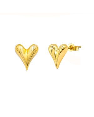 The Jewellery Stockroom 18Ct Plated Sterling Stretched Heart Studs - Metallic