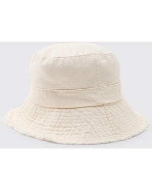 BoohooMAN Bucket Hat With Drawstring - White