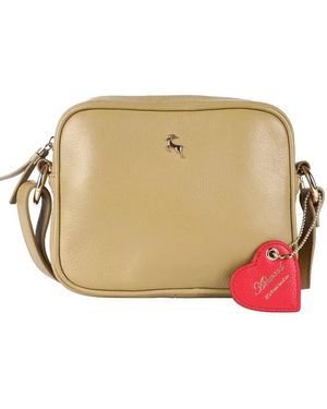 Ashwood Leather 'Haute' Zip Top Real Cross Body Bag - Natural
