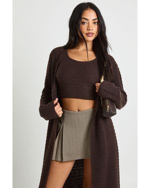 Boohoo Textured Knit Crew Neck Knitted Top - Black