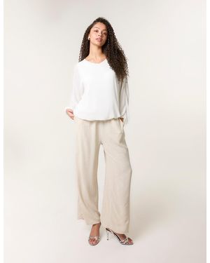 Blue Vanilla Sparkle Wide Leg Trousers - Natural