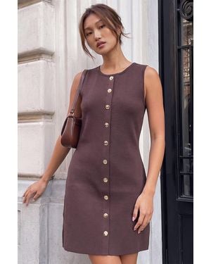 Roman Knitted Pinafore Dress - Purple