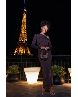 Quiz Diamante Asymmetrical Dress - Black