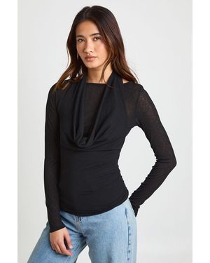 Boohoo Ribbed Sheer Textured 2 - Black