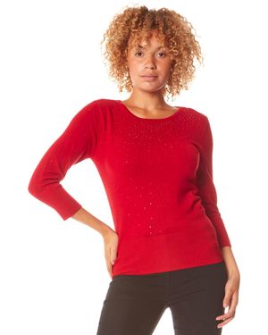 Roman Diamante Studded Jumper - Red