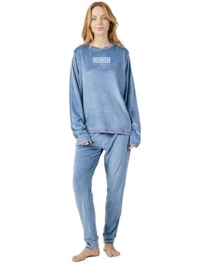 Munich Winter Pyjamas Long Sleeve Velvet Mu5 - Blue