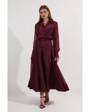 Karen Millen Lydia Organdie Woven Prom Skirt - Purple