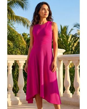 D.u.s.k Asymmetric Sleeveless Stretch Midi Dress - Pink