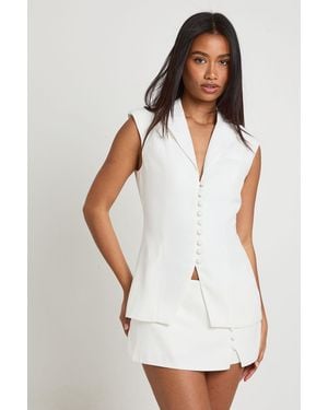 Boohoo Button Detail Cinched Waistcoat - White