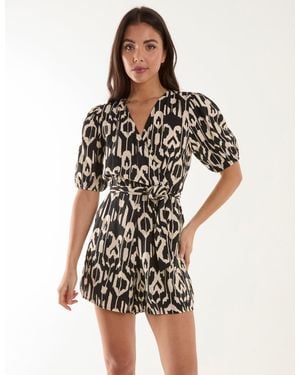 Blue Vanilla Wrap Front Playsuit - Black