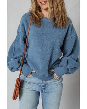 Azura Exchange Sherpa Pullover Long Sleeve - Blue