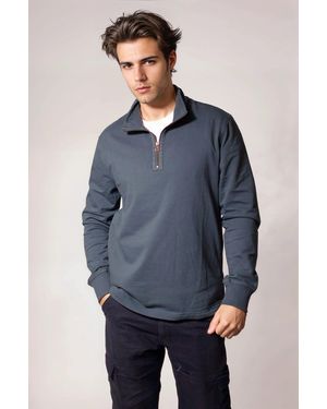 White Stuff Zip Neck Sweatshirt - Blue