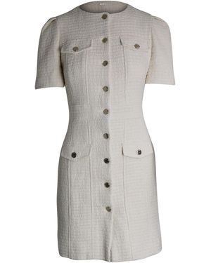 Maje Rillio Bouclé Tweed Knopen-Voor Mini Jurk - Grijs