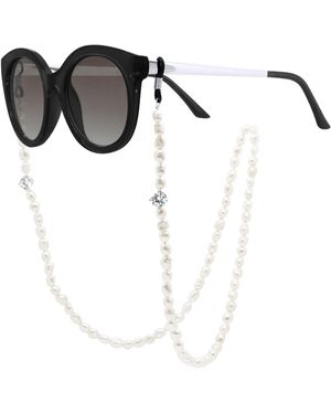 Ateliers Saint Germain Row Of Pearls Glasses Holder -Real Cultured Freshwater Baroque 6-7 Mm - White