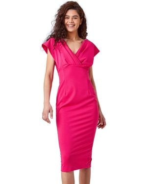 Roman Cross Front Midi Dress - Pink