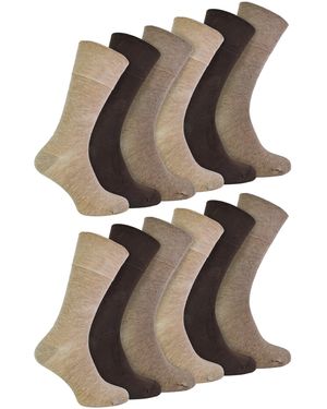 IOMI 12 Pair Multipack Diabetic Bamboo Socks - Brown