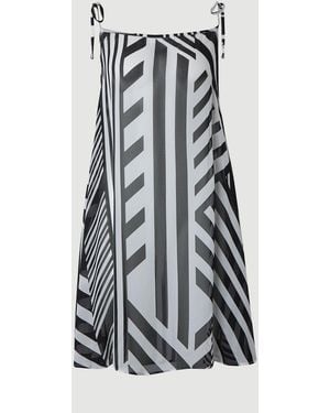 Karen Millen Viscose Georgette Mono Stripe Beach Skirt - White