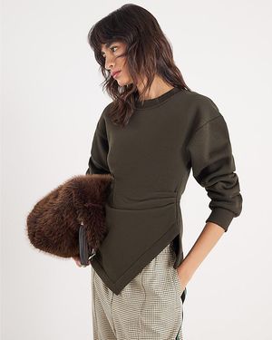 River Island Sweatshirt Long Sleeve Draped - Brown