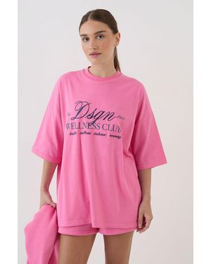 DSGN Studio Wellness Club Oversized T-Shirt - Pink