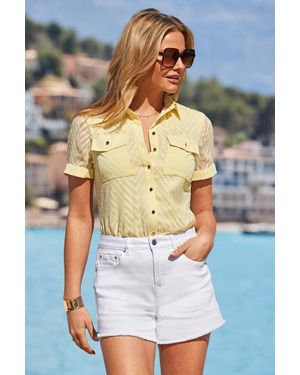 Sosandar Lemon Chevron Pocket Detail Shirt - White