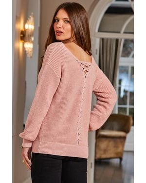 Sosandar Soft Sparkle Knit Tie Back Jumper - Pink