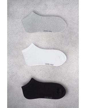 Grimelange 3-Pack Thin Knitted Crew Socks - Grey