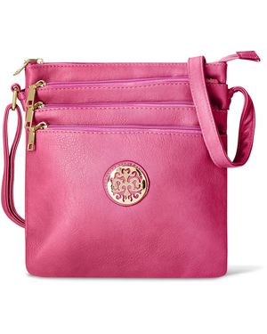 Woodland Leathers Multi Zipper Cross Body Bag For - Pink