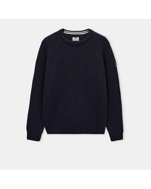 Weekend Offender Morello Rib Crew Knit Jumper - Blue