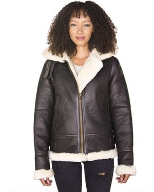 Infinity Leather Hooded Sheepskin Flying Jacket-Palermo - Black
