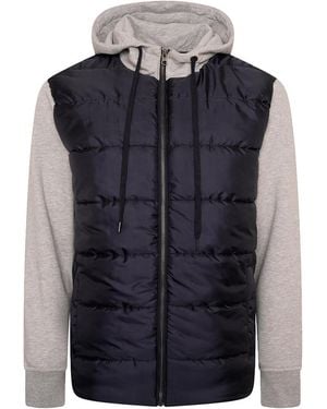 KAM Jeanswear Kam Puffer Jacket Plus Size Hooded With Jersey Sleeve - Blue