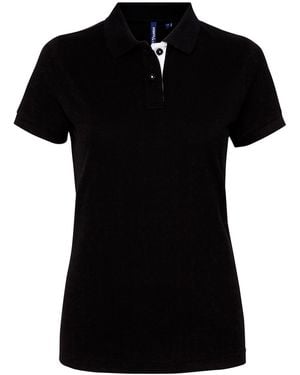 Asquith & Fox Ladies Short Sleeve Contrast Polo Shirt - Black