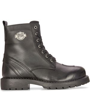 Infinity Leather Military Boots Combat Biker Motorcycle Punk Western Boot - Black