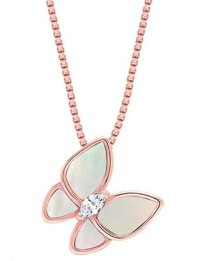 Bibei Necklace With Butterfly Pendant, Rose Plated, 925 Sterling Bicll016 - White
