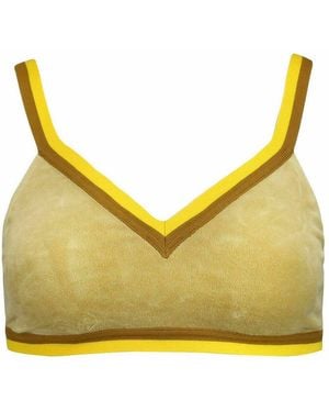 PUMA X Rihanna Fenty Sleeveless V-Neck Velour Crop Top 575736 03 - Yellow