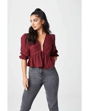 Urban Bliss U Bar Empire Peplum Top - Red