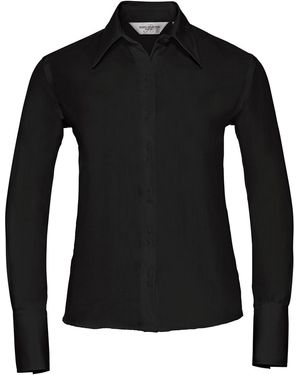 Russell Collection /Ladies Ultimate Long-Sleeved Shirt Cotton - Black