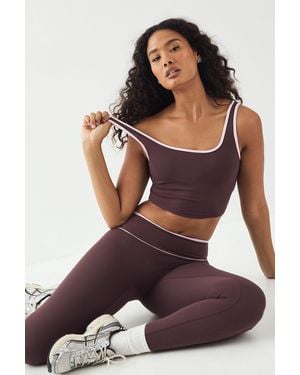 DSGN Studio Sports Sculpt Contrast Piping Padded Bra - Brown