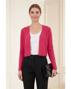 East Linen Boxy Cropped Cardigan - Pink