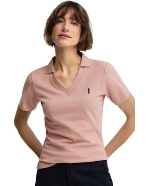 POLO CLUB Shirt, Buttonless Collar, Slim Fit, Polo-Shirt-S-S9 - Pink