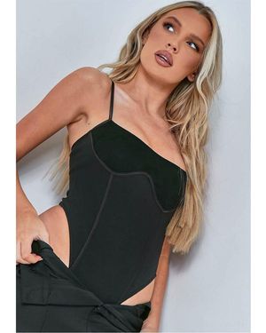 Missy Empire Missy Empire Panel Contour Rib Bodysuit - Black