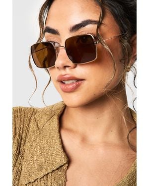 Boohoo Metal Frame Square Sunglasses - Brown