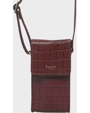 Assots London 'tracy' Red Croc Real Leather Crossbody Phone Bag - Purple
