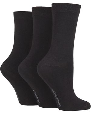 Sock Shop 3 Pack Ladies Plain Bamboo Socks - Black