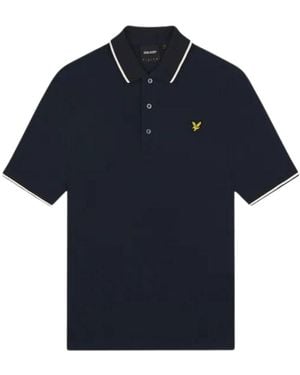 Lyle & Scott Tipped Collar Dark Polo Shirt Cotton - Blue
