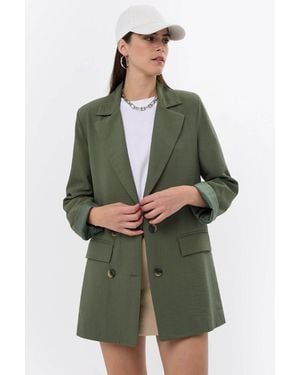 Hiccup Straight Fit Blazer - Green