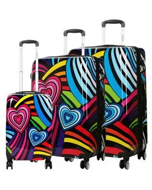 Infinity Leather Printed Hard Shell Dual 4 Wheel Luggage Suitcase - White