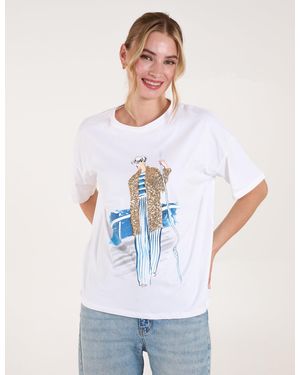 Blue Vanilla Sequin Cruise T-Shirt - White