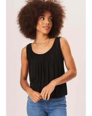 Gini London Rouse Neck Oversized Sleeveless Top - Black