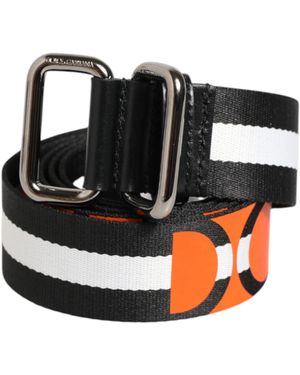 Dolce & Gabbana Logo Stripe Gesp Riem - Zwart