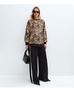 Gini London Leopard Print Oversized Top - Brown